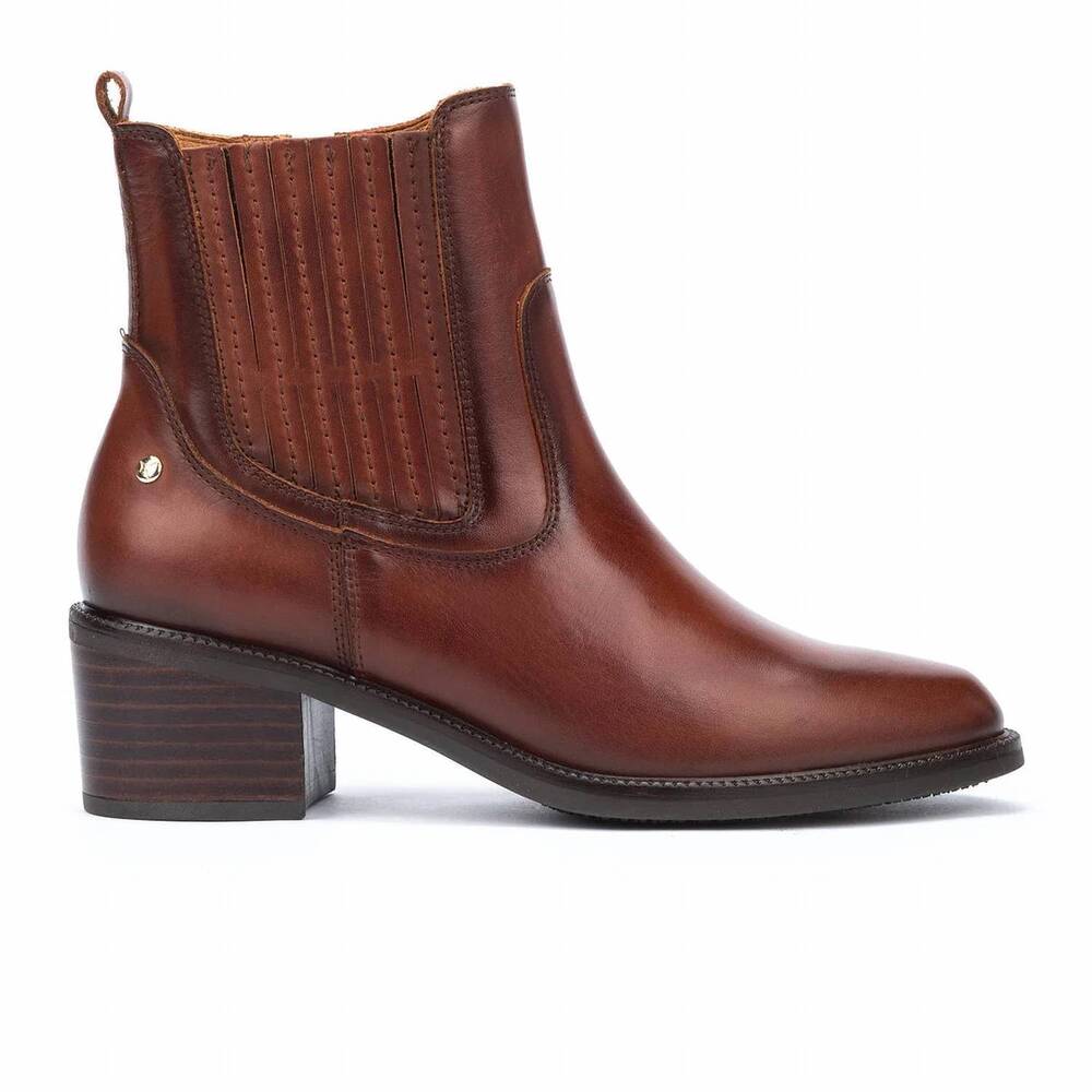 NEW PIKOLINOS women's bacarot leather ankle boots in cognac
